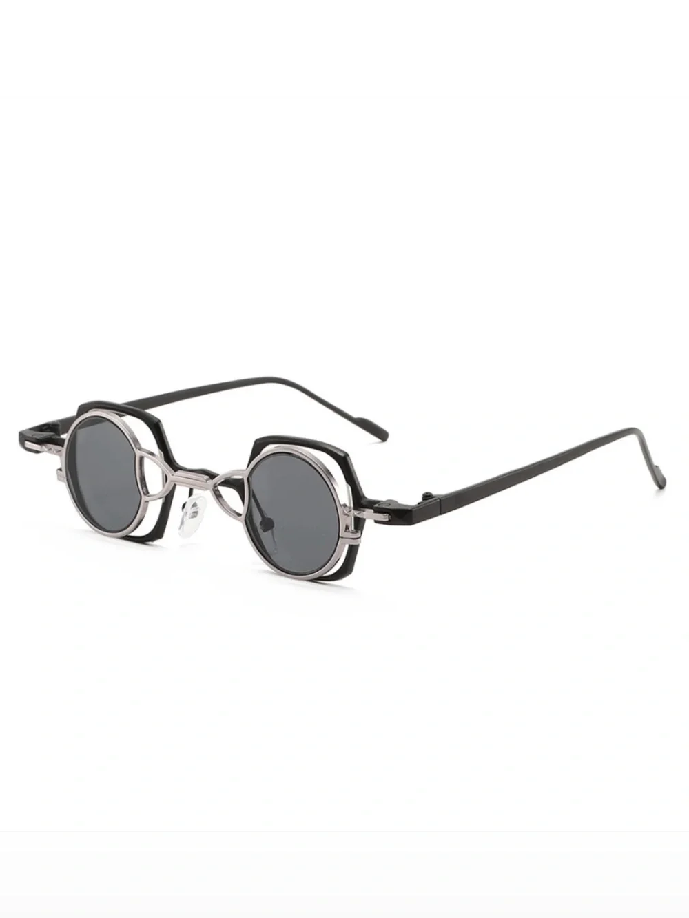 Avant-garde Geometric Black & Silver Sunglasses